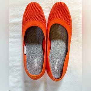 Allbirds Tree Breezers Vibrant Orange Knit Ballet Flats Washable Shoes Size 9